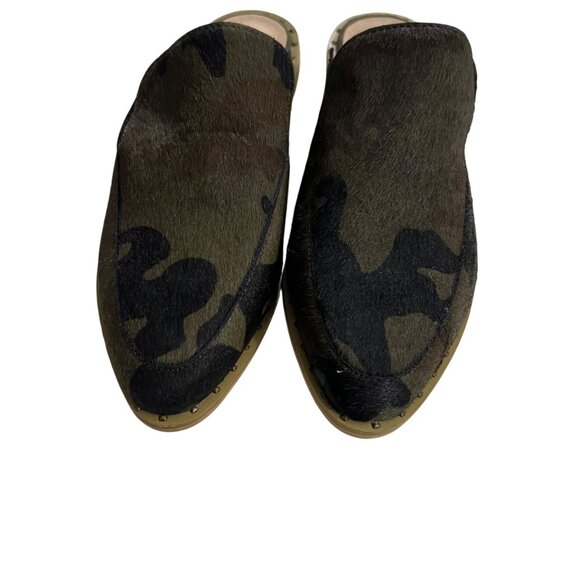 Very Volatile  Green & Black Atwood Calf Hair Slip On Slide Loafer Mules Size 7 - Picture 3 of 11